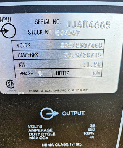 MILLER CP-250TS TAPPED SLOPE STEEL ALUMINUM 3-PHASE WELDER NO MIG GUN FREE SHIP