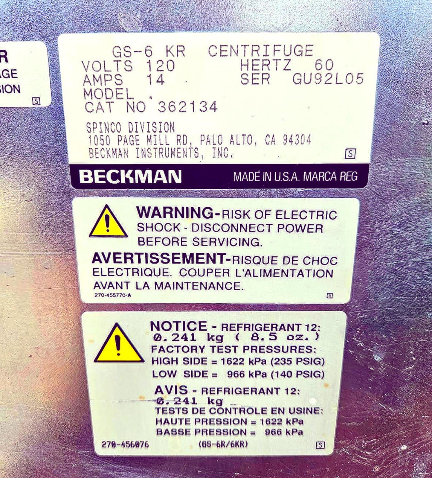 REFURBISHED BECKMAN GS-6K REFRIGERATED CENTRIFUGE GH3.8 ROTOR WATCHVIDEOFREESHIP