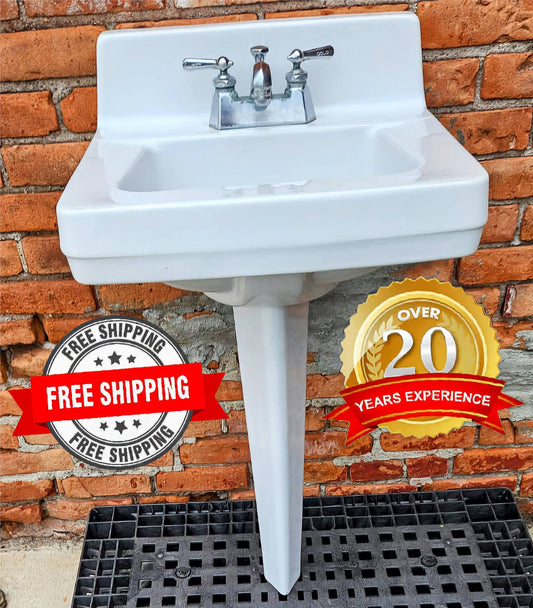 RECLAIMED VINTAGE ART DECO CRANE NORWICH PEG-LEG PEDESTAL FAUCET SINK FREE SHIP