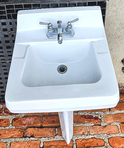 RECLAIMED VINTAGE ART DECO CRANE NORWICH PEG-LEG PEDESTAL FAUCET SINK FREE SHIP
