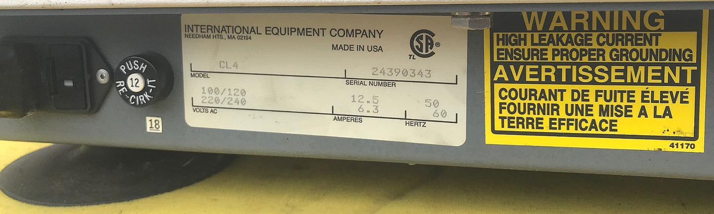 REFURBISHED IEC CL-4 CENTRIFUGE with 818 ROTOR WATCH VIDEO FREE SHIPPING