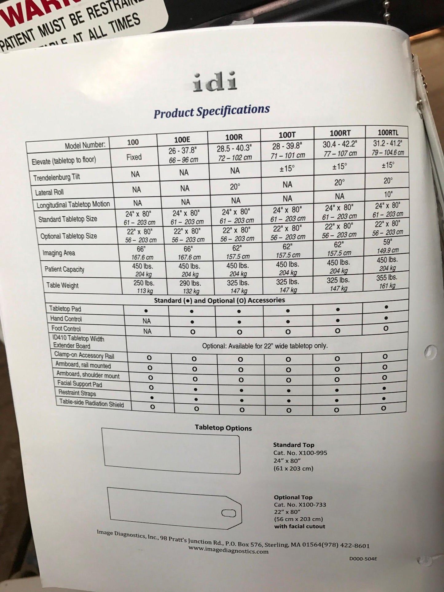 IDI ASPECT 100RT X-Ray CArm HI-LO IMAGING EXAM TABLE FOOT HAND REMOTE WATCHVIDEO