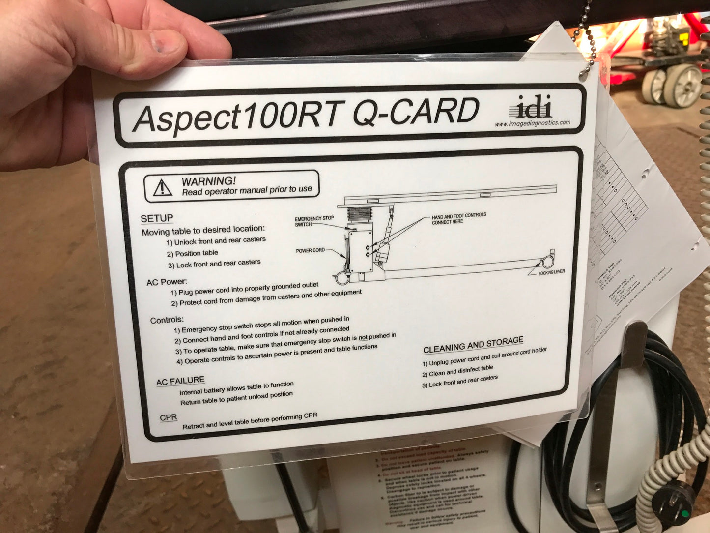 IDI ASPECT 100RT X-Ray CArm HI-LO IMAGING EXAM TABLE FOOT HAND REMOTE WATCHVIDEO