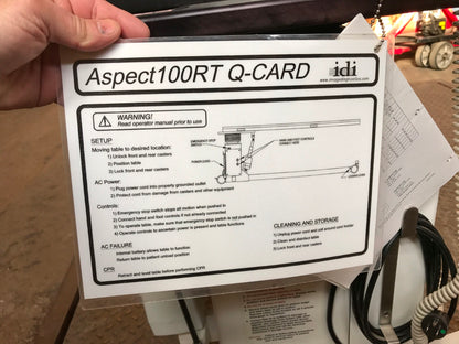 IDI ASPECT 100RT X-Ray CArm HI-LO IMAGING EXAM TABLE FOOT HAND REMOTE WATCHVIDEO