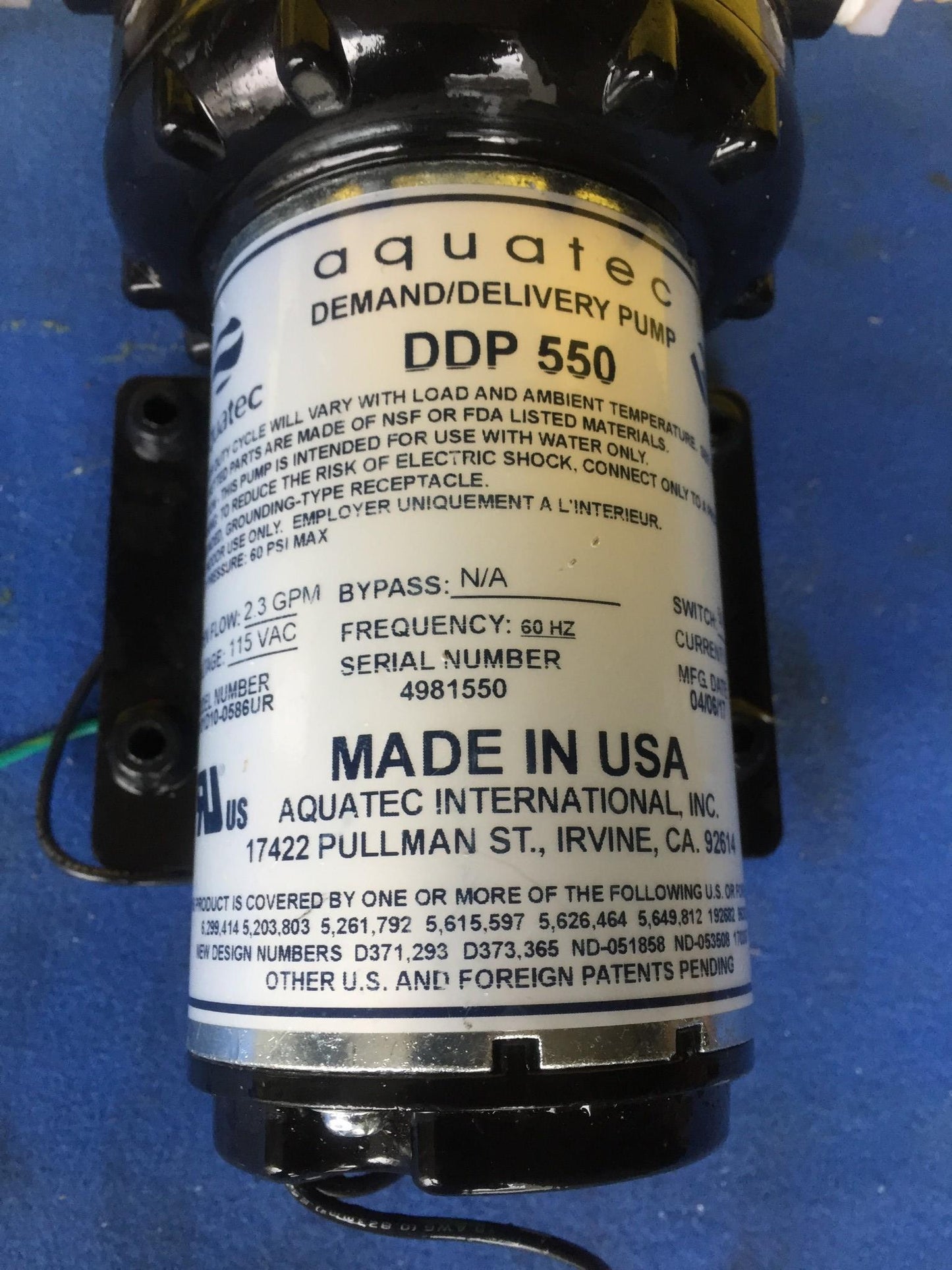 AQUATEC DDP550 HIGH FLOW DELIVERY PUMP with 4FEET FREE SHIPPING
