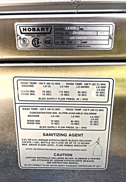 HOBART LX30H COMMERCIAL DISHWASHER WORKS PERFECT FREE COMMERCIAL SHIPPING