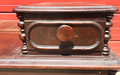 1900s VINTAGE OAK MAHOGANY CHEST OF 5 DRAWERS 38"x38" x 17" ENGRAVING  FREESHIP