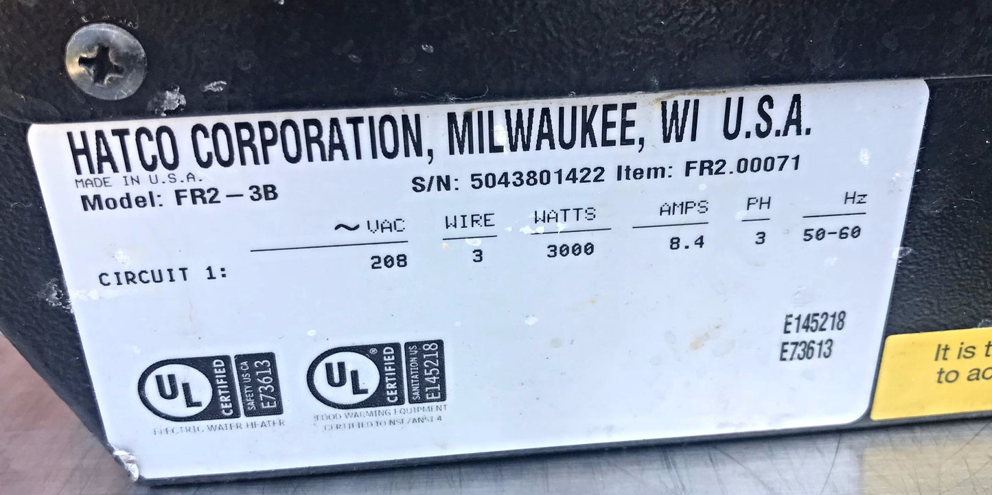 HATCO FR2-3B HYDRO HEATER FOD RETHERMALIZER BAIN MARIE PERFECT FREE SHIPPING