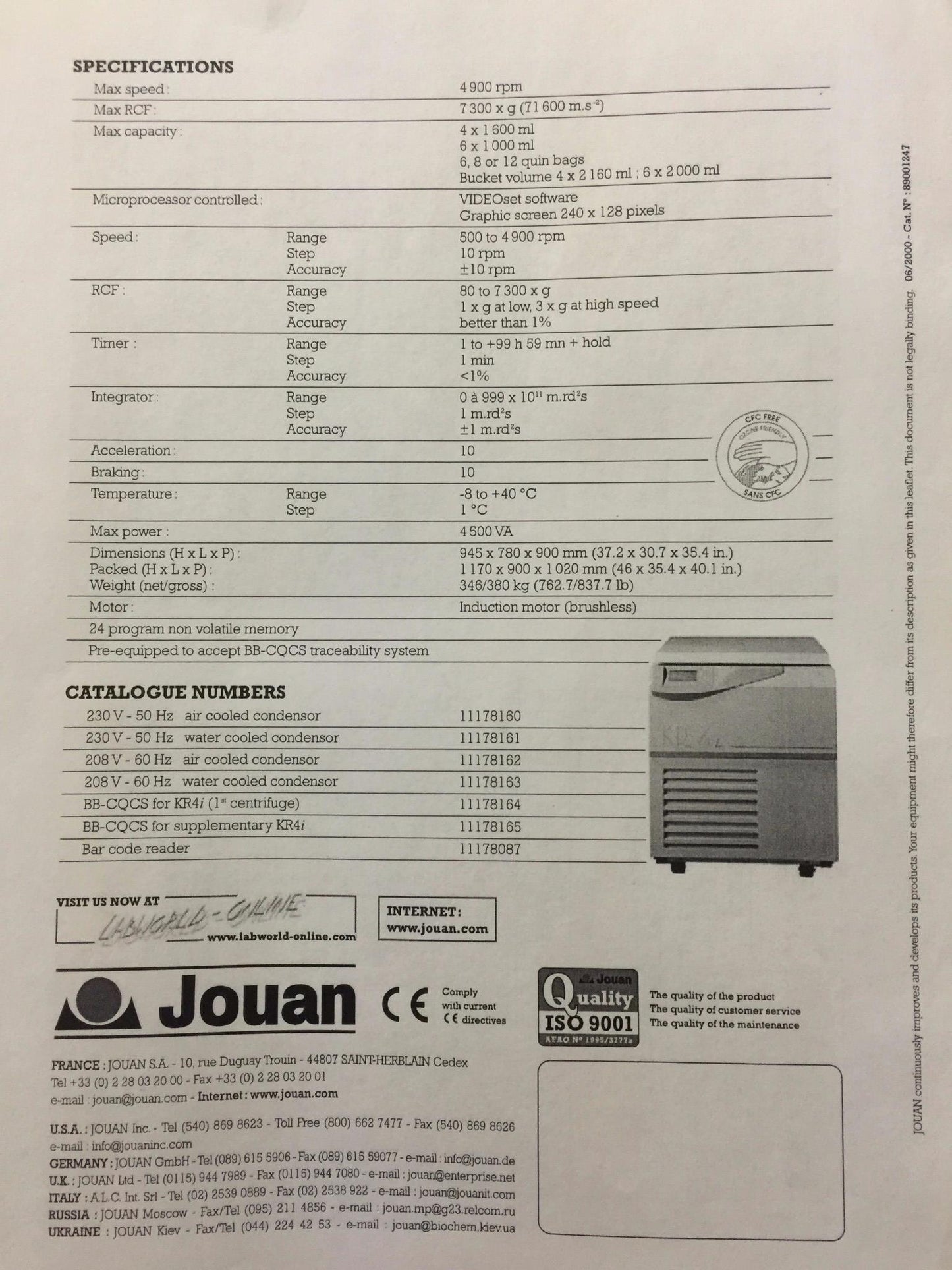 SORVALL HT-6 HIGH CAPACITY FLOOR REFRIGERATED LOW SPEED CENTRIFUGE RP6 ROTOR