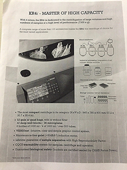SORVALL HT-6 HIGH CAPACITY FLOOR REFRIGERATED LOW SPEED CENTRIFUGE RP6