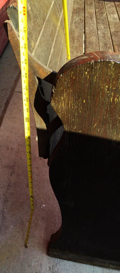 RARE ANTIQUE WOOD LIBRARY REVERSIBLE BENCH METAL FLIP BACK 8.5'ft 1900s FREESHIP