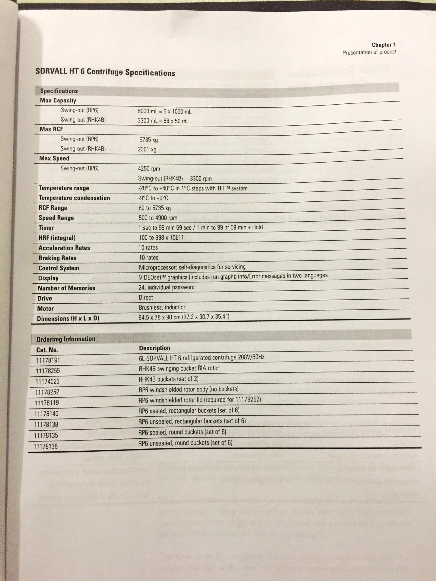 SORVALL HT-6 HIGH CAPACITY FLOOR REFRIGERATED LOW SPEED CENTRIFUGE RP6 ROTOR