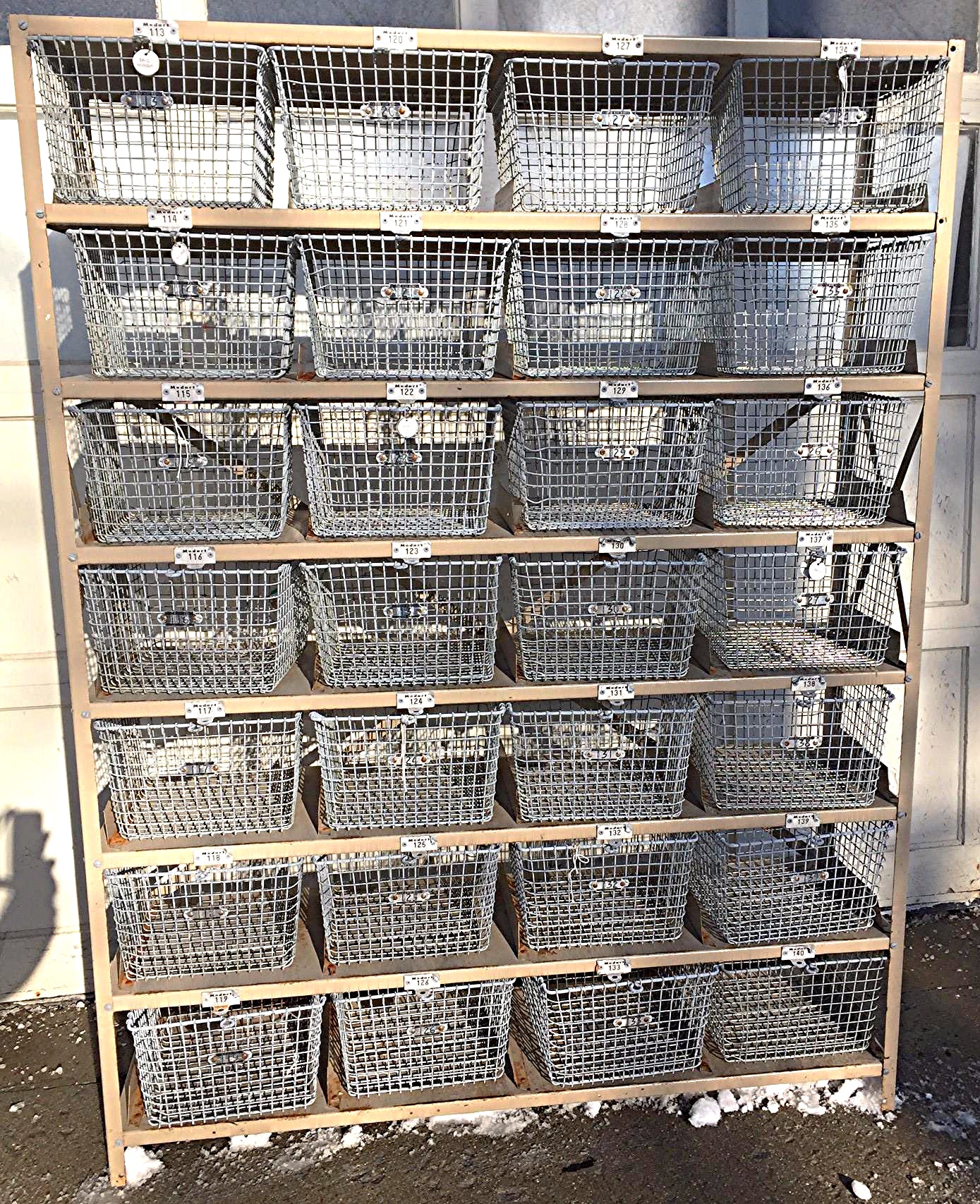GYMNASIUM LOCKER BASKET UNIT BY MEDART CIRCA 1965 CART 67.5H x 52W RACK FREESHIP