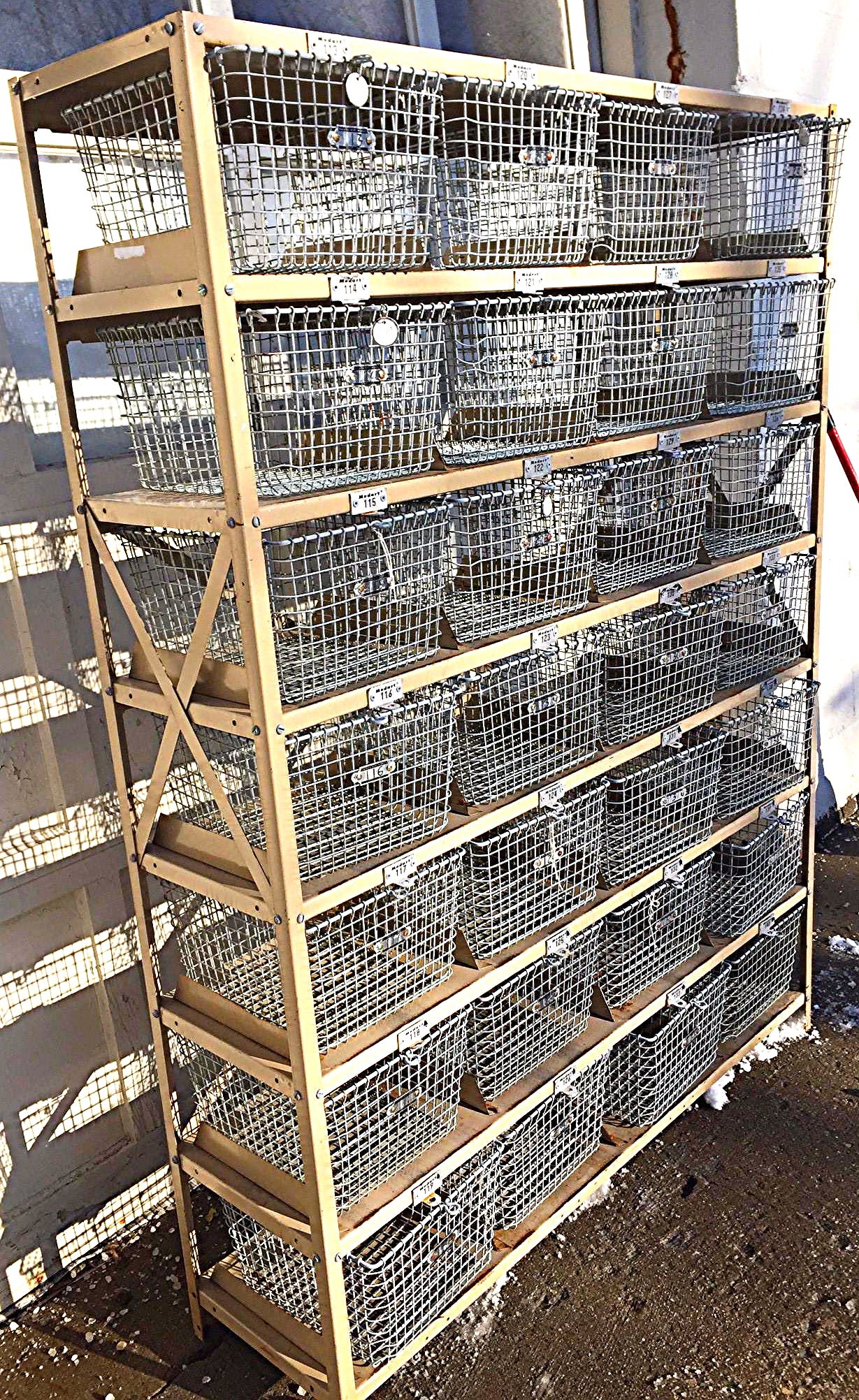 GYMNASIUM LOCKER BASKET UNIT BY MEDART CIRCA 1965 CART 67.5H x 52W RACK FREESHIP