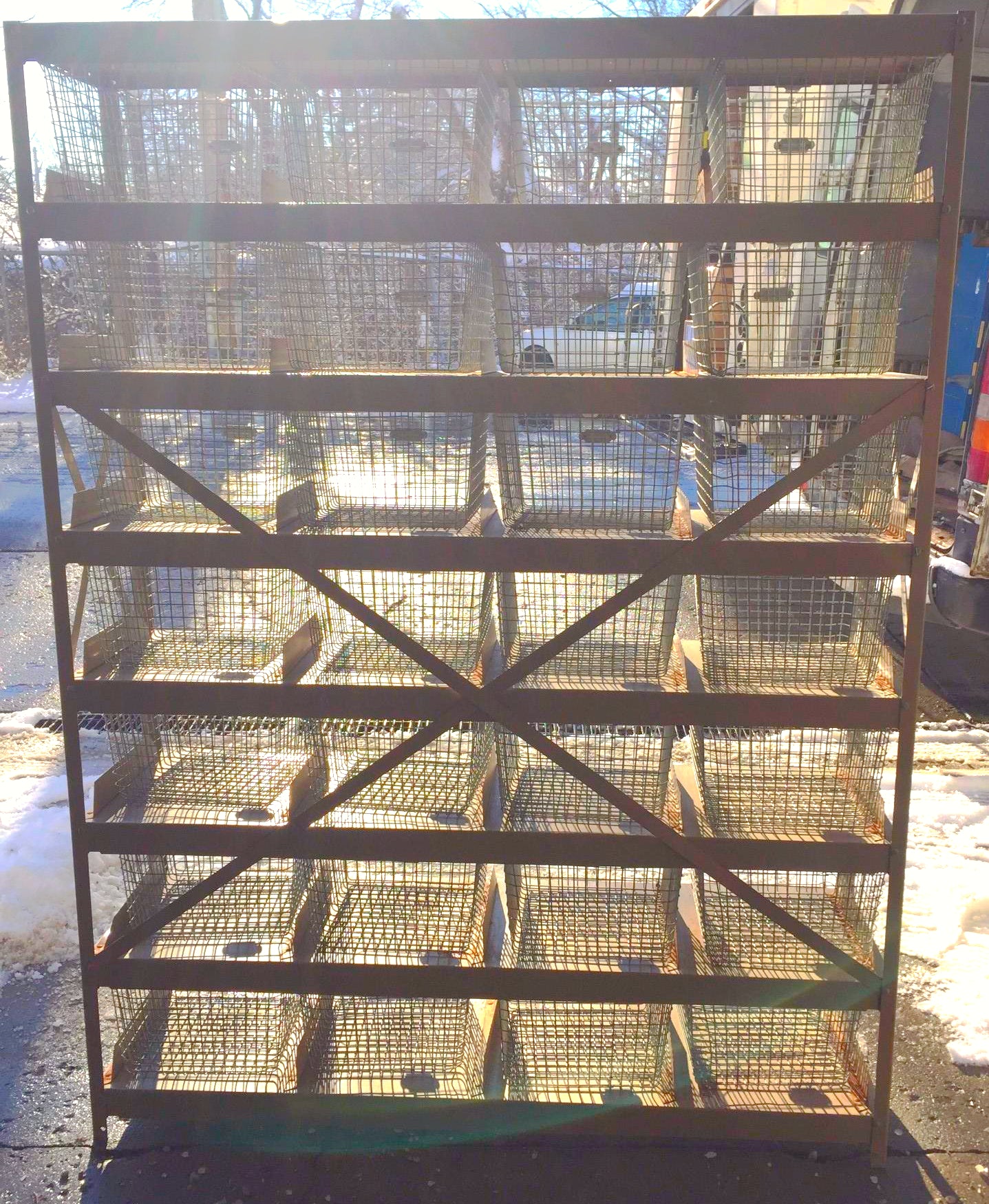 GYMNASIUM LOCKER BASKET UNIT BY MEDART CIRCA 1965 CART 67.5H x 52W RACK FREESHIP