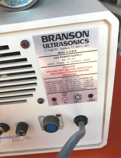 BRANSON 450 SONIFIER & 1 PROBE POWERS UP BUT WE CANNOT TEST IT FREE SHIP