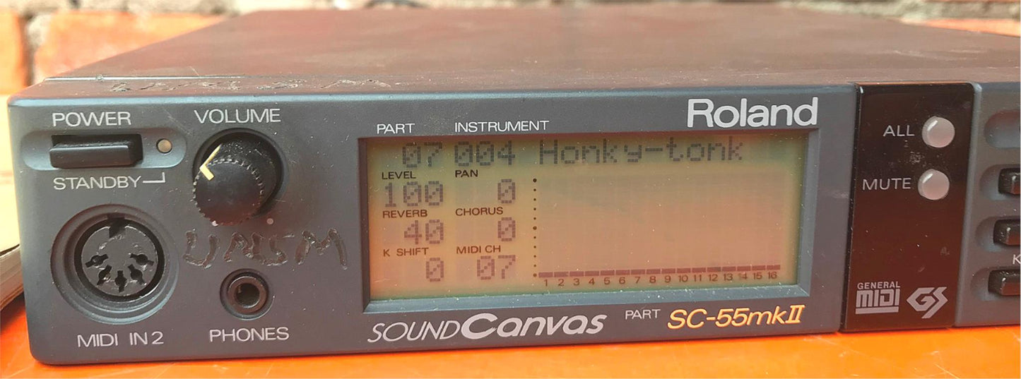 ROLAND MIDI SOUND GENERATOR SC-55mkII & MANUAL ORIGINAL POWER SUPPLY MOUNT RACK