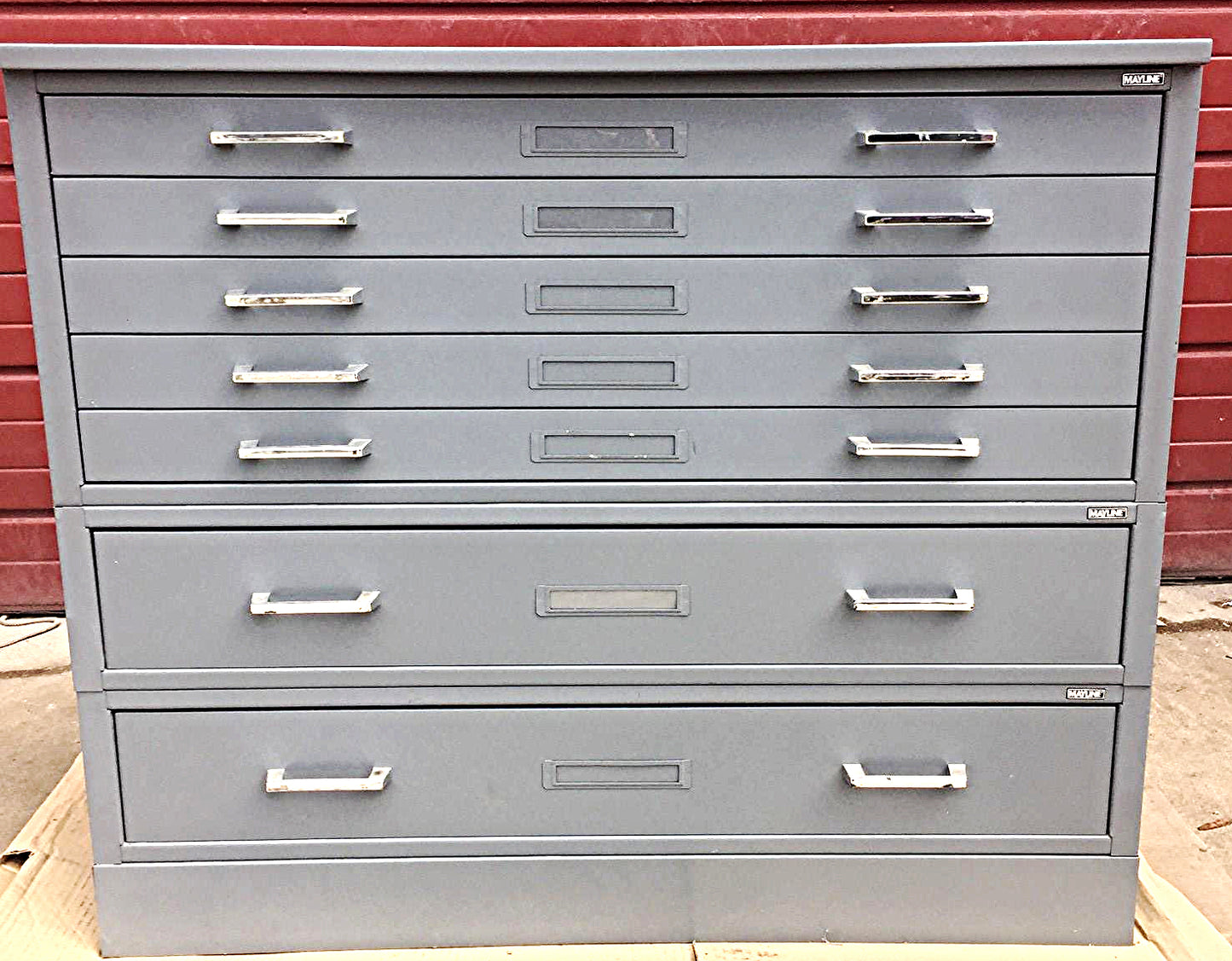 MAYLINE RARE 7 DRAWER STEEL MAP FILE 40W x 28H x 28D w/Base WATCH VIDEO FREESHIP