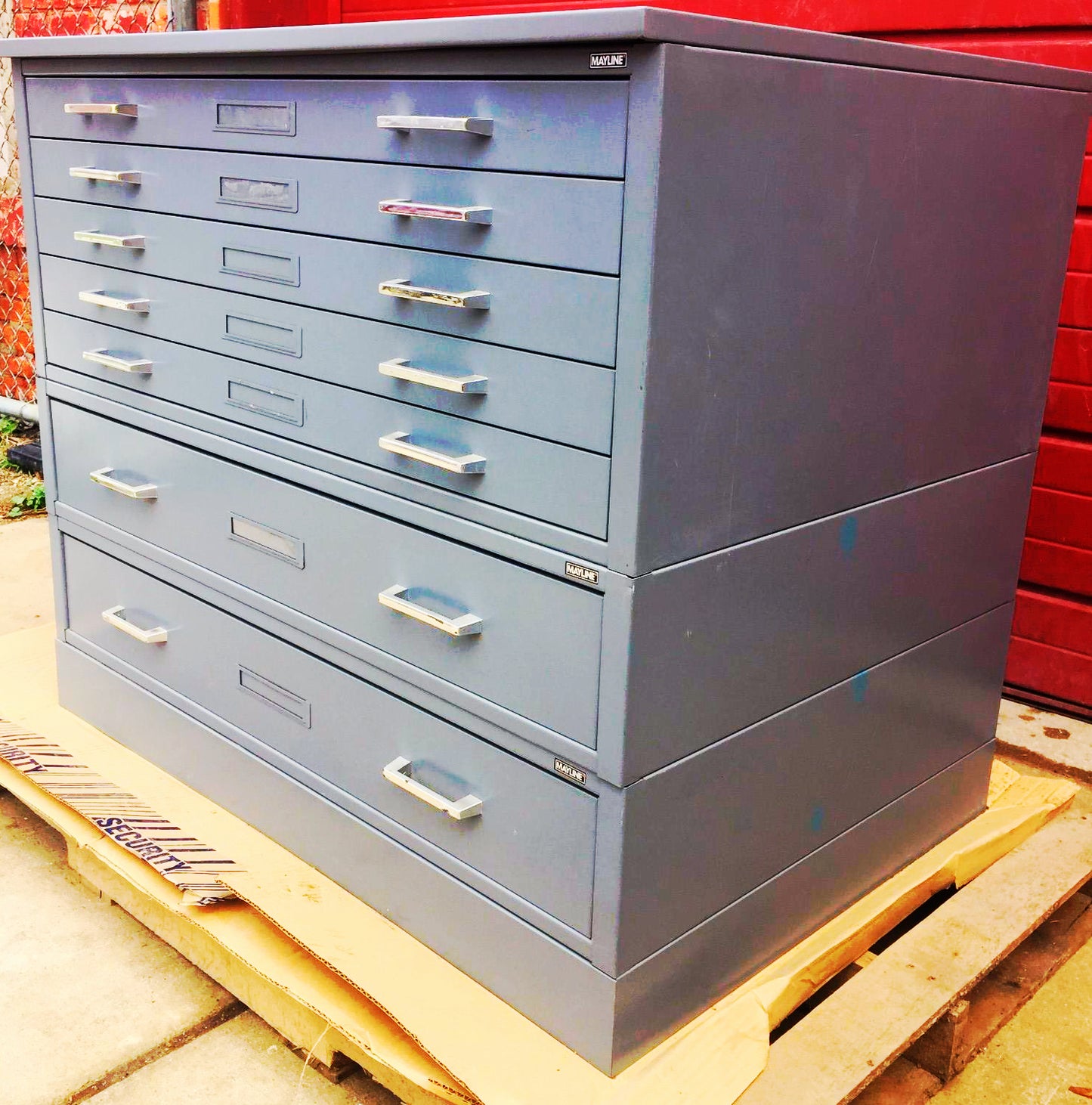 MAYLINE RARE 7 DRAWER STEEL MAP FILE 40W x 28H x 28D w/Base WATCH VIDEO FREESHIP