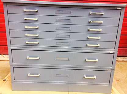 MAYLINE RARE 7 DRAWER STEEL MAP FILE 40W x 28H x 28D w/Base WATCH VIDEO FREESHIP