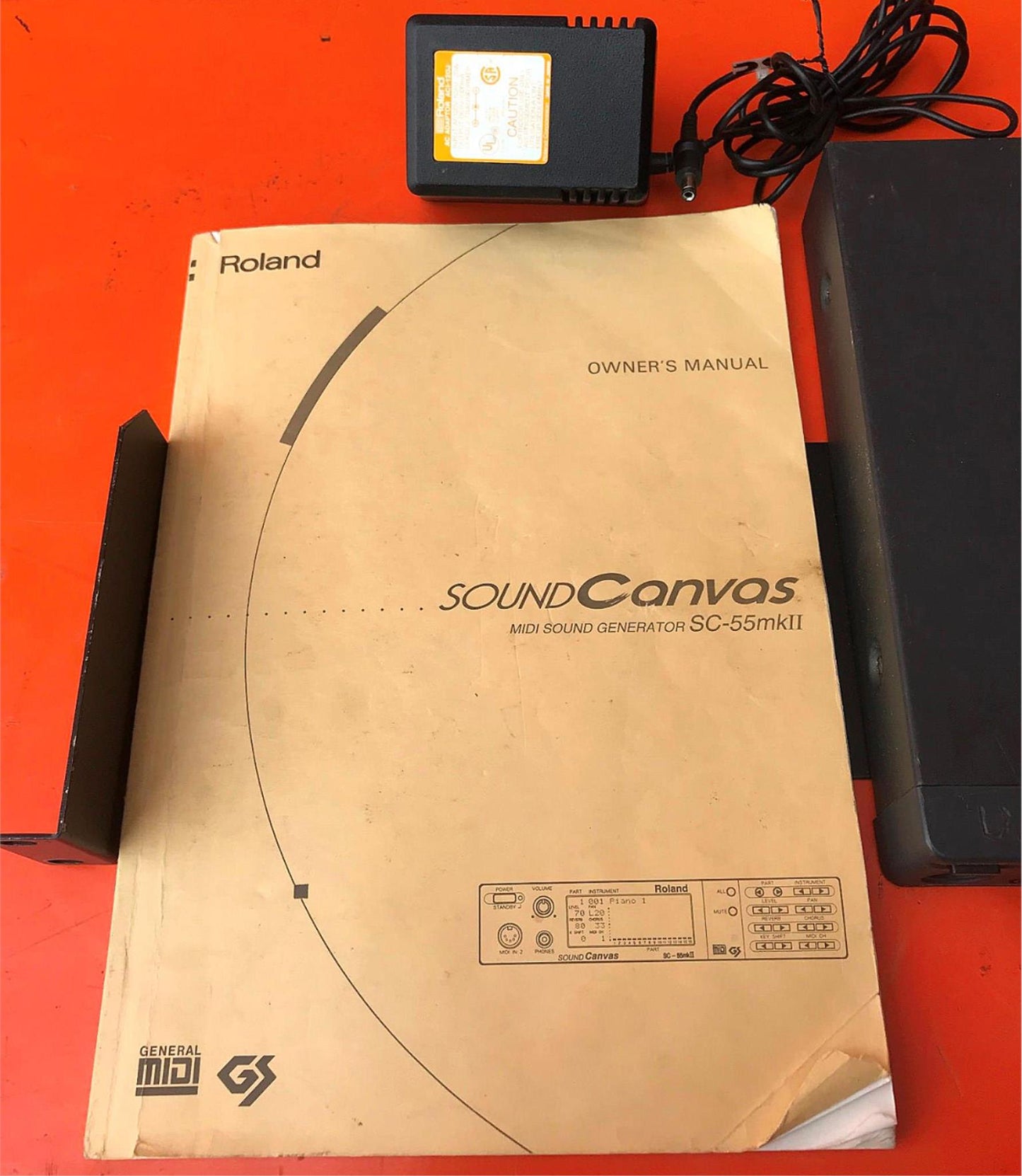 ROLAND MIDI SOUND GENERATOR SC-55mkII & MANUAL ORIGINAL POWER SUPPLY MOUNT RACK