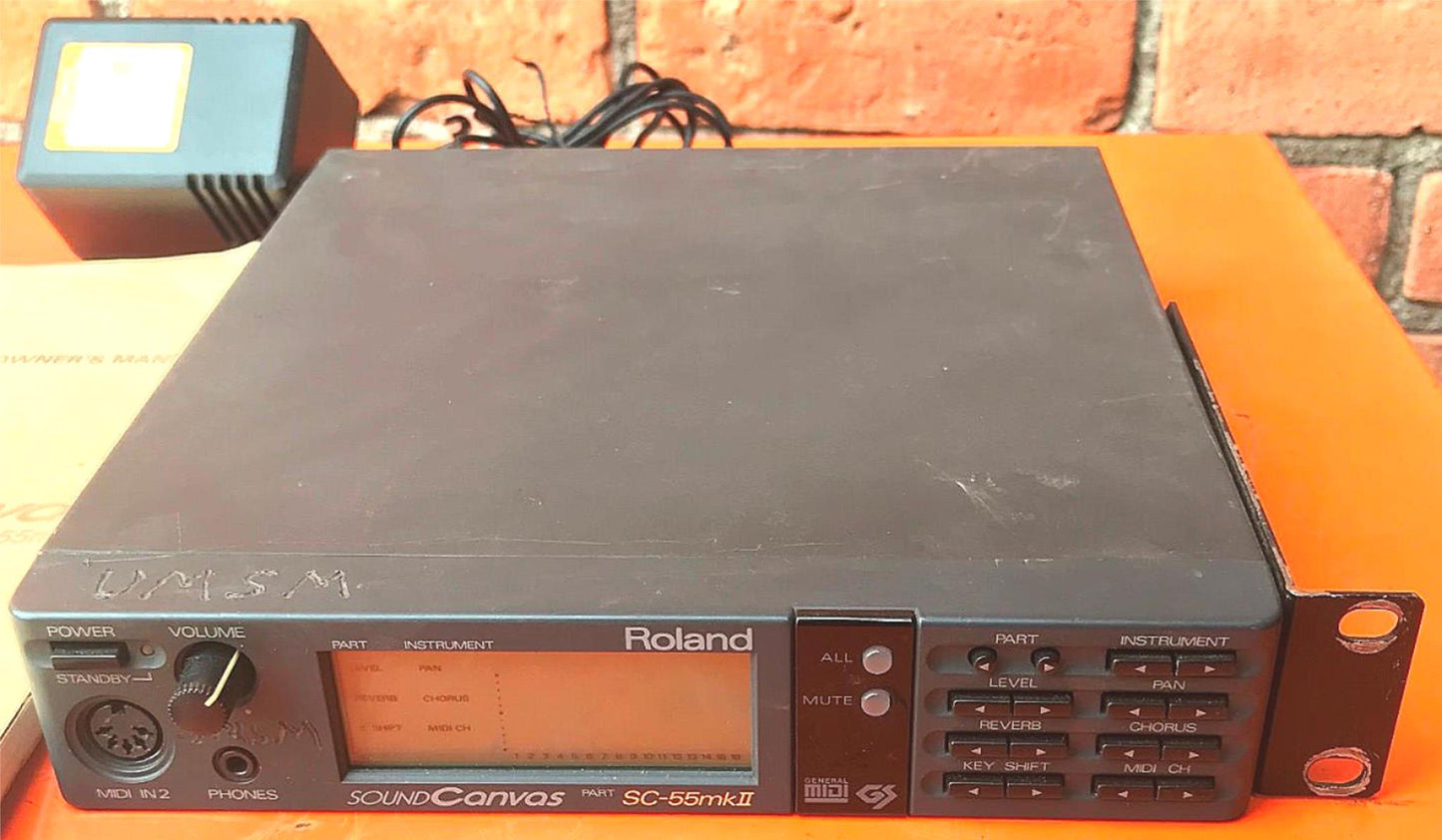 ROLAND MIDI SOUND GENERATOR SC-55mkII & MANUAL ORIGINAL POWER SUPPLY MOUNT RACK