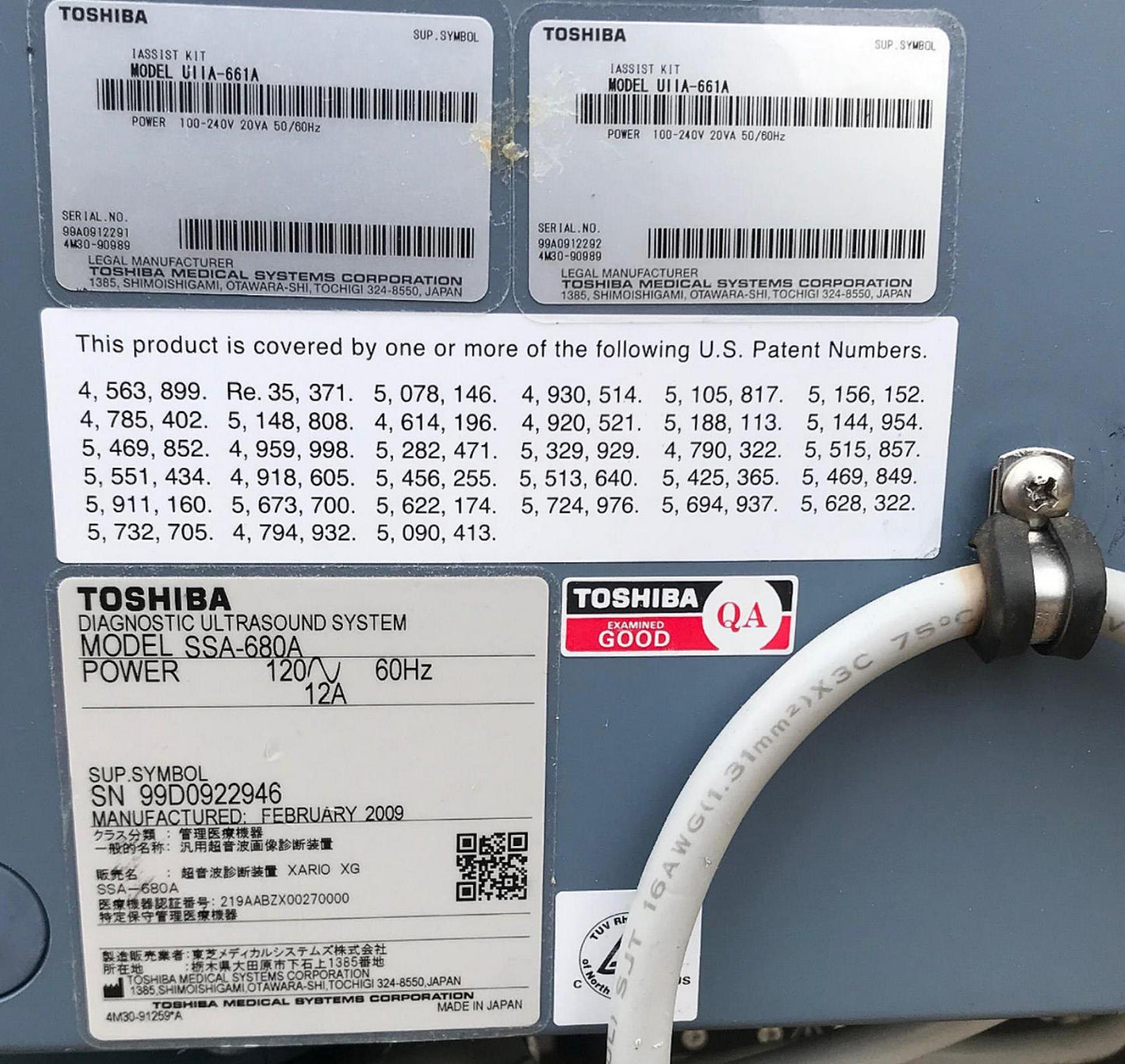 TOSHIBA XARIO XG ULTRASOUND BIOPSY ADAPTOR UAGV-027A UIIA-66IA PROBES WATCHVIDEO