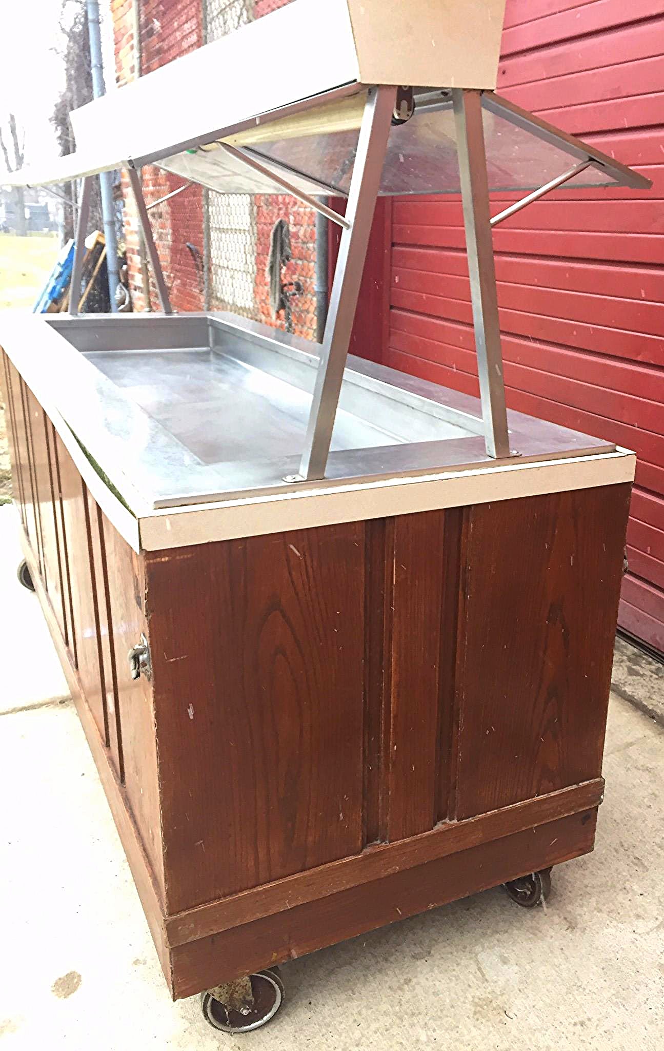 ATLAS METAL IND SET-N-SERVE ICED SALAD FOOD COLD BAR BUFFET 1 SIDE TRAY & HOOD j