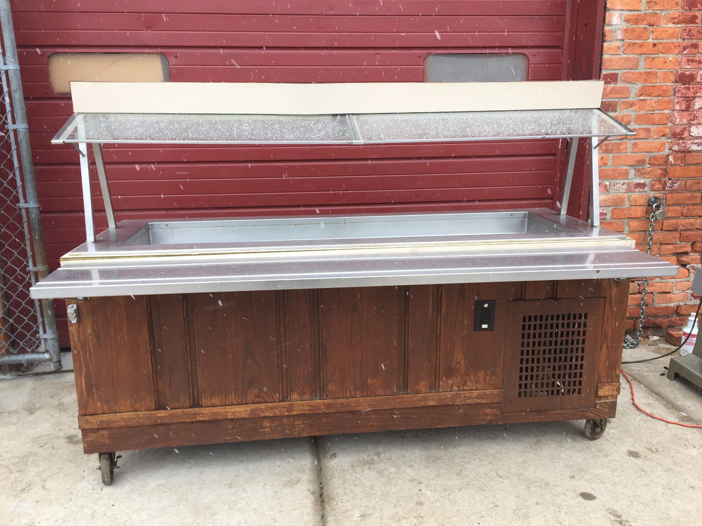 ATLAS METAL IND SET-N-SERVE ICED SALAD FOOD COLD BAR BUFFET 1 SIDE TRAY & HOOD j