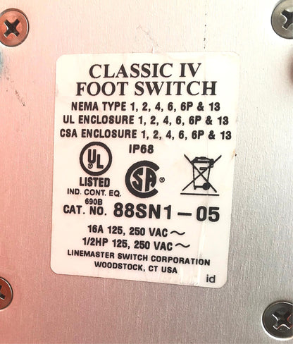 LINEMASTER CLASSIC IV MEDICAL FOOT SWITCH PLUS ENCLOSURE 88SN1-05 FREE SHIPPING