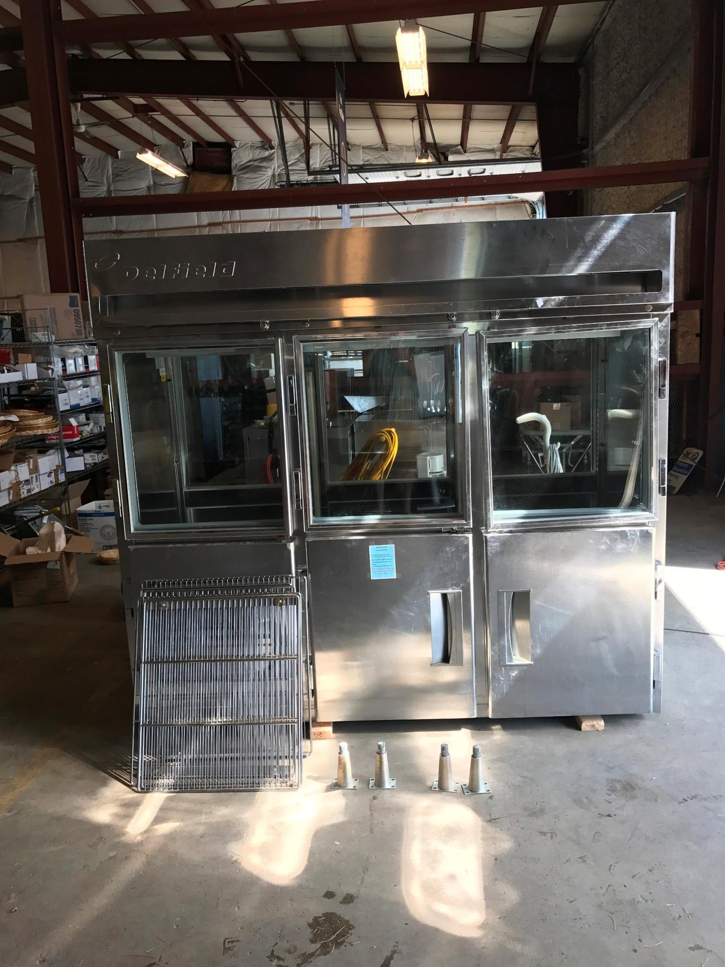 DELFIELD 3 TIER GLASS SPLIT DOOR PASS THROUGH REACH IN REFRIGERATOR FREESHIP