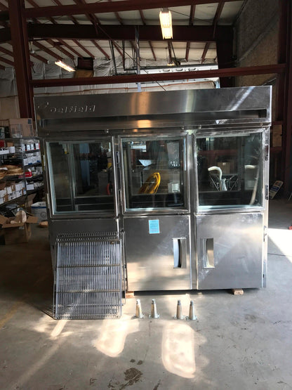 DELFIELD 3 TIER GLASS SPLIT DOOR PASS THROUGH REACH IN REFRIGERATOR FREESHIP