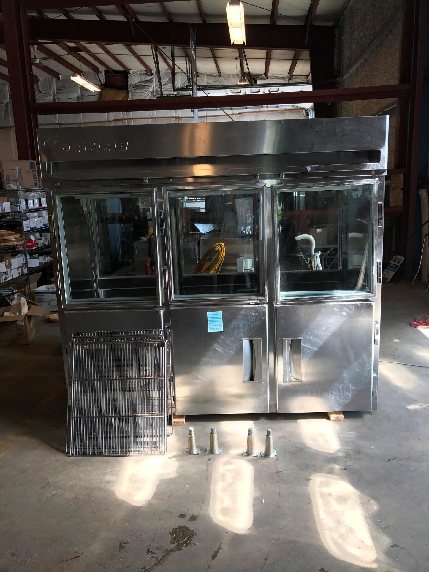 DELFIELD 3 TIER GLASS SPLIT DOOR PASS THROUGH REACH IN REFRIGERATOR FREESHIP