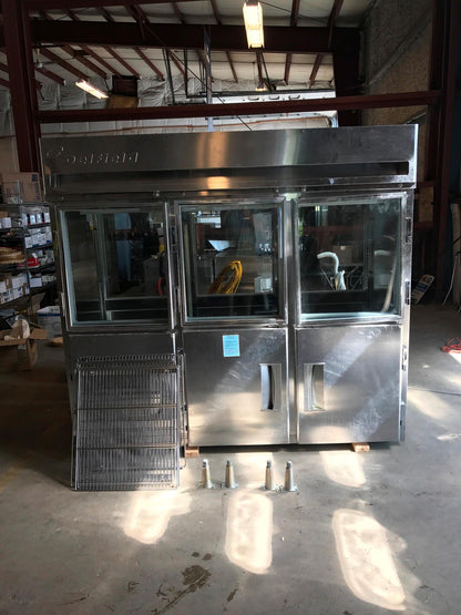 DELFIELD 3 TIER GLASS SPLIT DOOR PASS THROUGH REACH IN REFRIGERATOR FREESHIP