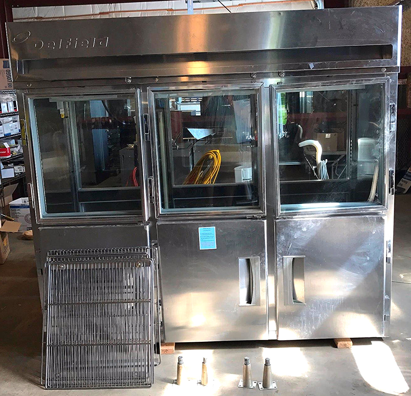 DELFIELD 3 TIER GLASS SPLIT DOOR PASS THROUGH REACH IN REFRIGERATOR FREESHIP