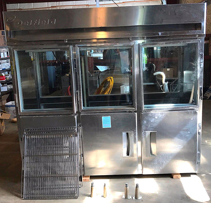 DELFIELD 3 TIER GLASS SPLIT DOOR PASS THROUGH REACH IN REFRIGERATOR FREESHIP