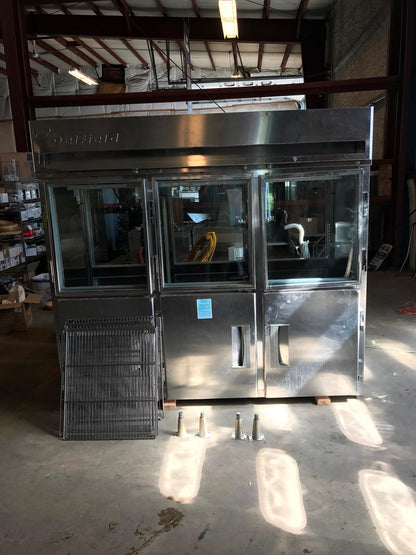 DELFIELD 3 TIER GLASS SPLIT DOOR PASS THROUGH REACH IN REFRIGERATOR FREESHIP