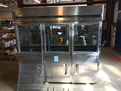 DELFIELD 3 TIER GLASS SPLIT DOOR PASS THROUGH REACH IN REFRIGERATOR FREESHIP