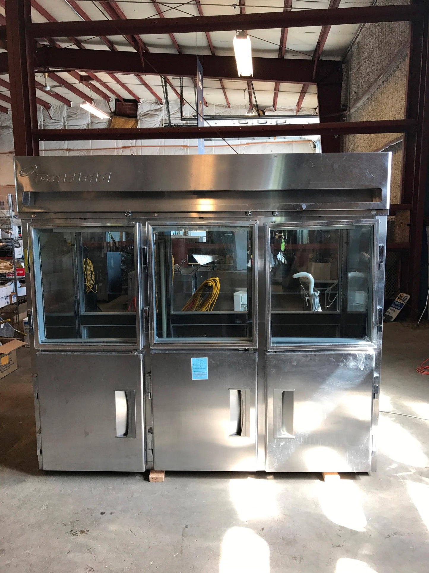 DELFIELD 3 TIER GLASS SPLIT DOOR PASS THROUGH REACH IN REFRIGERATOR FREESHIP