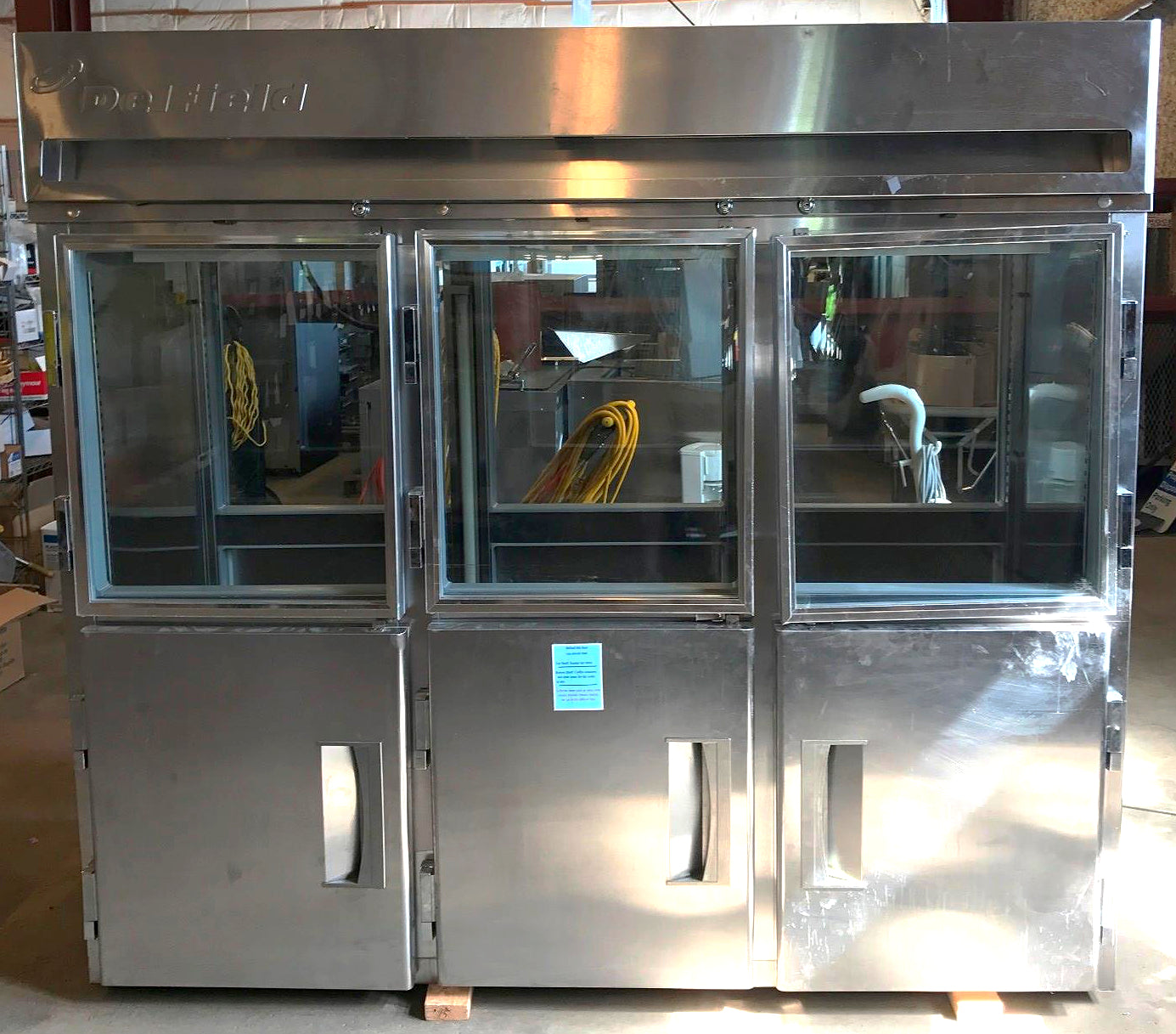 DELFIELD 3 TIER GLASS SPLIT DOOR PASS THROUGH REACH IN REFRIGERATOR FREESHIP