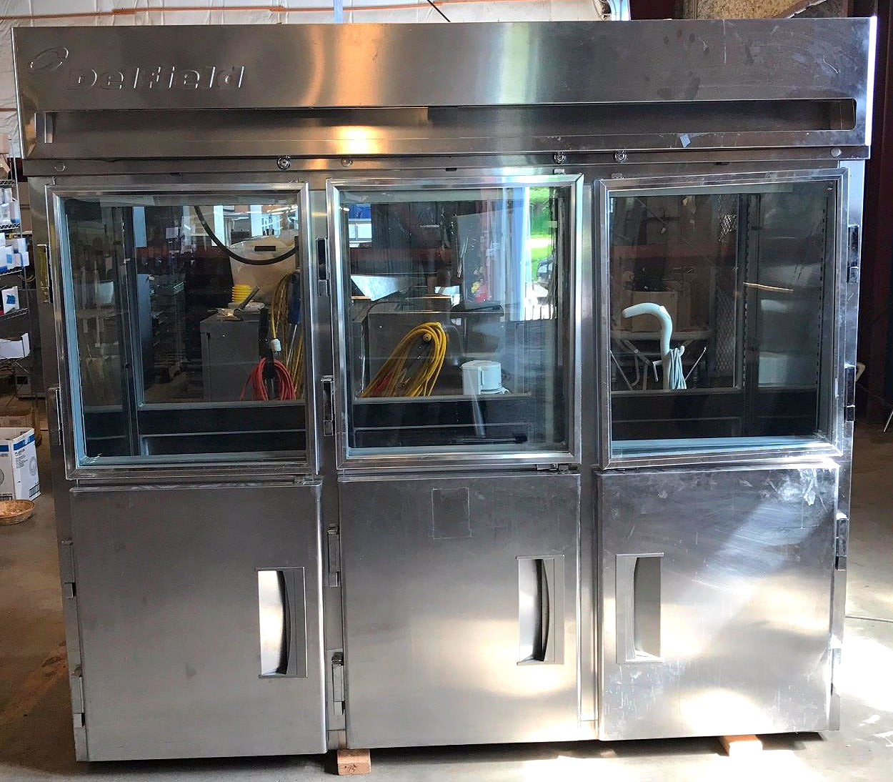 DELFIELD 3 TIER GLASS SPLIT DOOR PASS THROUGH REACH IN REFRIGERATOR FREESHIP