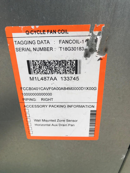 UNI TRANE FCCB0401CAVF00AB4M Q-CYCLE FAN COIL AIR CONDITIONER HEATER HOTEL MOTEL