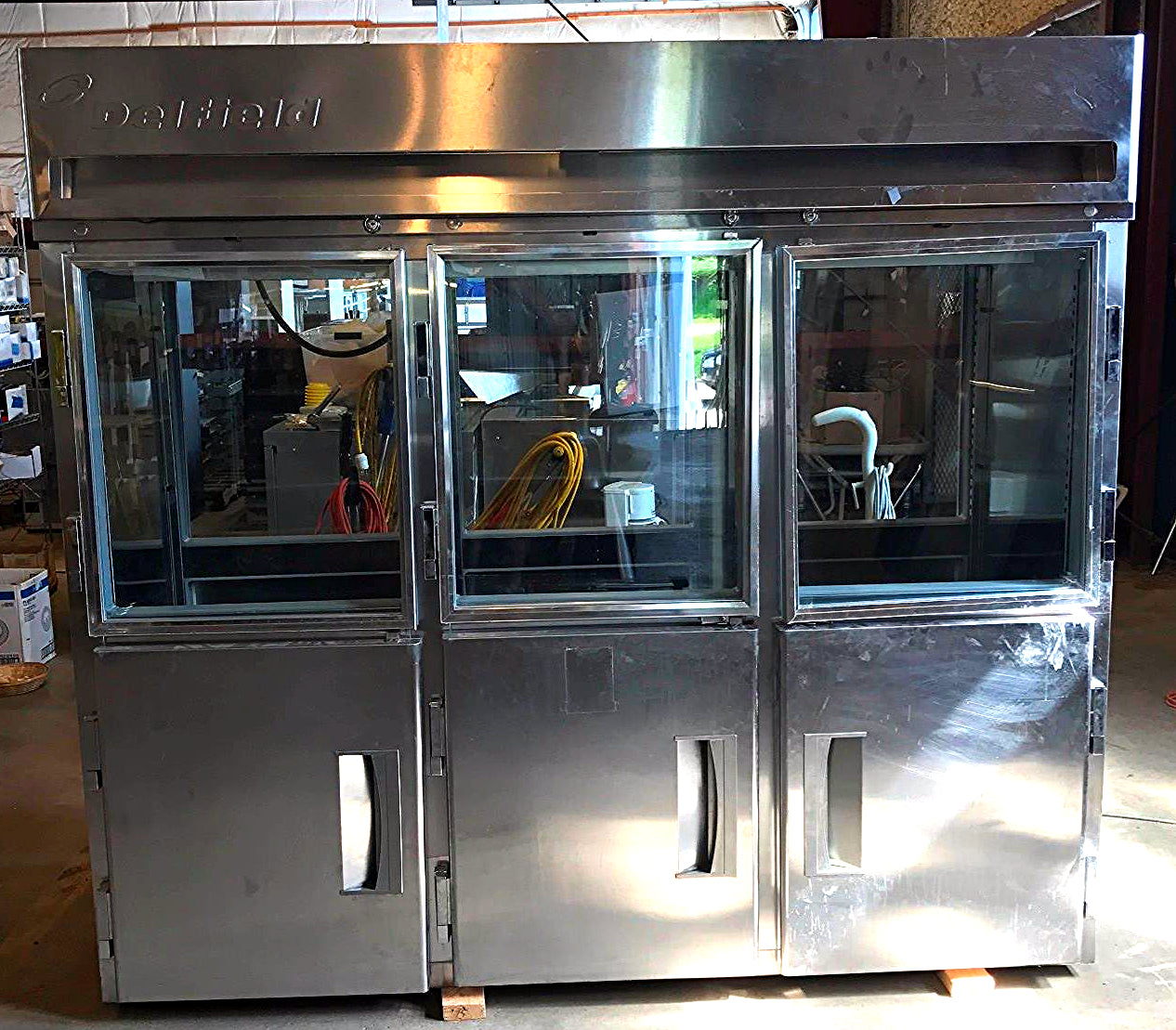 DELFIELD 3 TIER GLASS SPLIT DOOR PASS THROUGH REACH IN REFRIGERATOR FREESHIP