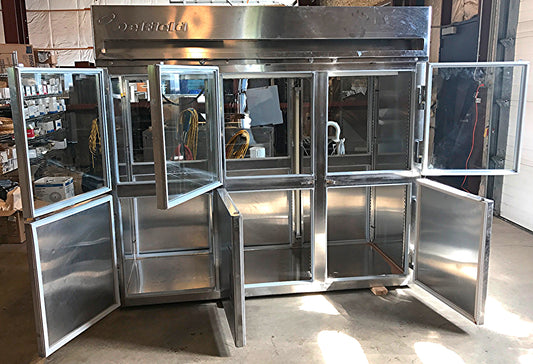 DELFIELD 3 TIER GLASS SPLIT DOOR PASS THROUGH REACH IN REFRIGERATOR FREESHIP