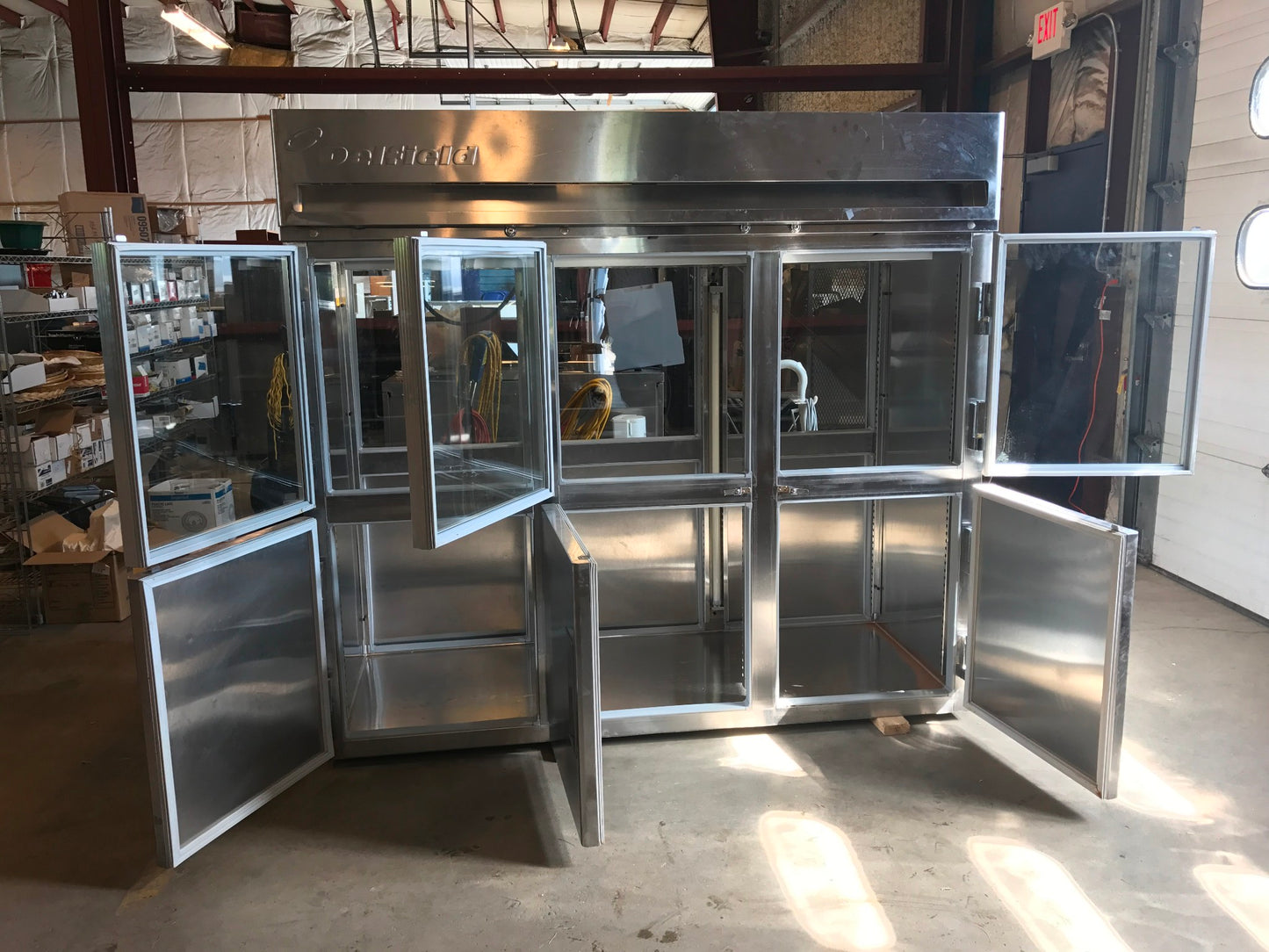 DELFIELD 3 TIER GLASS SPLIT DOOR PASS THROUGH REACH IN REFRIGERATOR FREESHIP