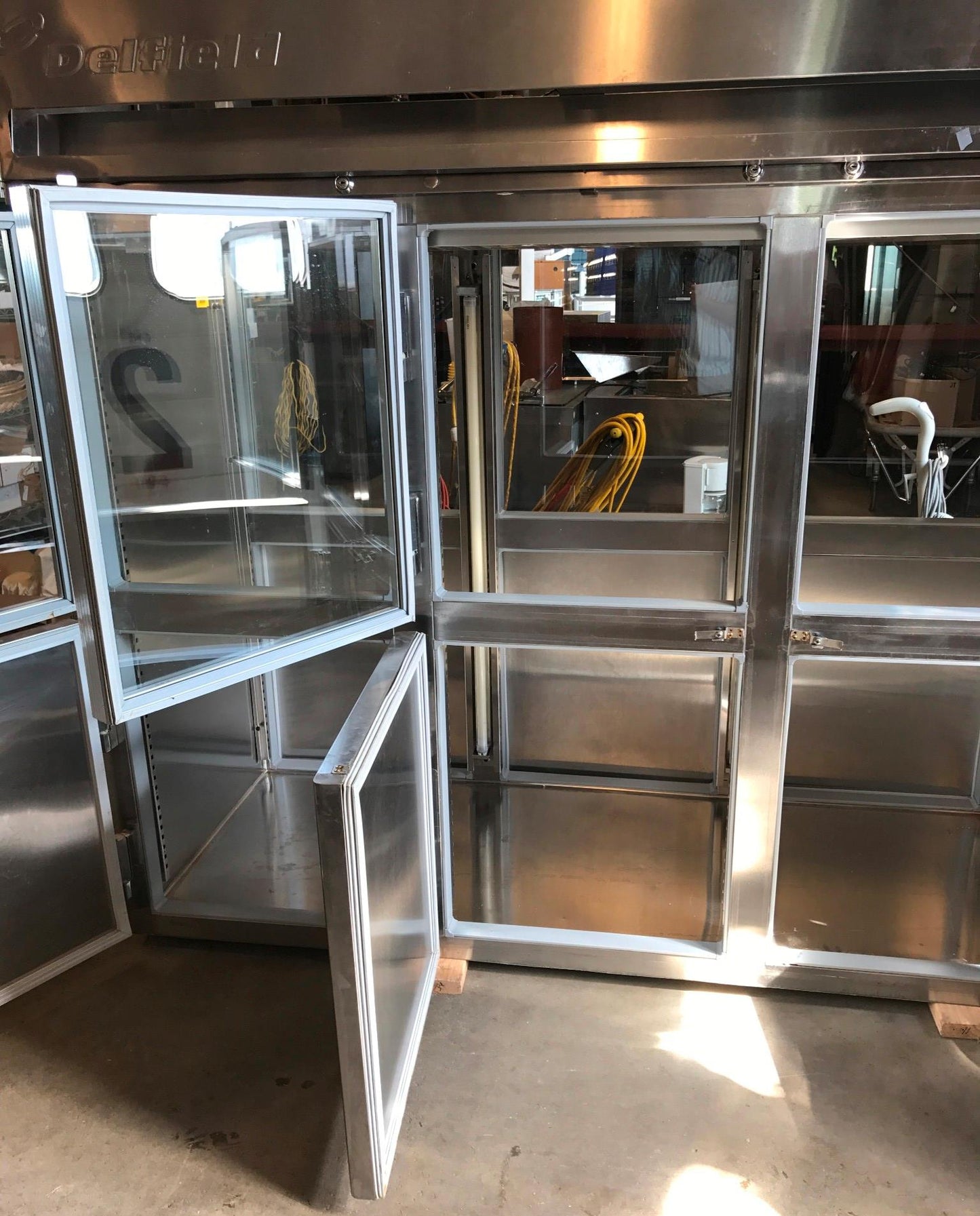 DELFIELD 3 TIER GLASS SPLIT DOOR PASS THROUGH REACH IN REFRIGERATOR FREESHIP