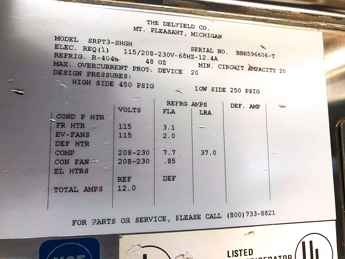 DELFIELD 3 TIER GLASS SPLIT DOOR PASS THROUGH REACH IN REFRIGERATOR FREESHIP