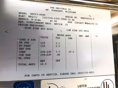 DELFIELD 3 TIER GLASS SPLIT DOOR PASS THROUGH REACH IN REFRIGERATOR FREESHIP