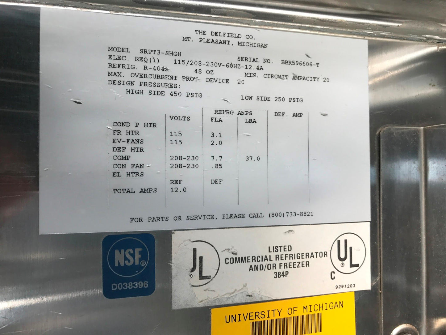 DELFIELD 3 TIER GLASS SPLIT DOOR PASS THROUGH REACH IN REFRIGERATOR FREESHIP
