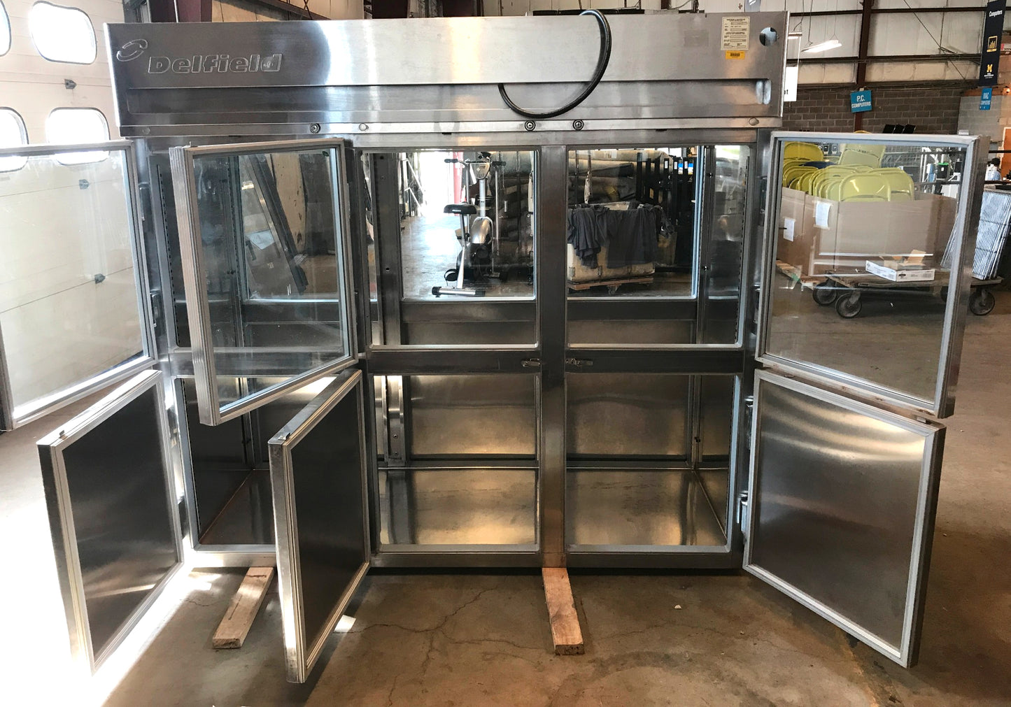 DELFIELD 3 TIER GLASS SPLIT DOOR PASS THROUGH REACH IN REFRIGERATOR FREESHIP